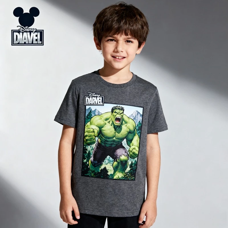 

Brand Disney Trend Summer Pure Cotton Thickened Short-sleeved Printed T-shirt Boys and Girls Loose Casual Six-color Trend Kids