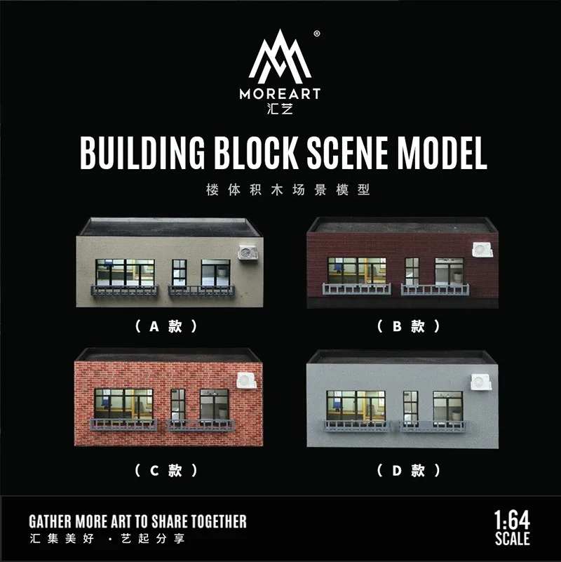 Model garasi mobil Diorama 1/64 lampu LED Model tempat parkir mobil tampilan adegan bangunan jalan kota hadiah koleksi Model