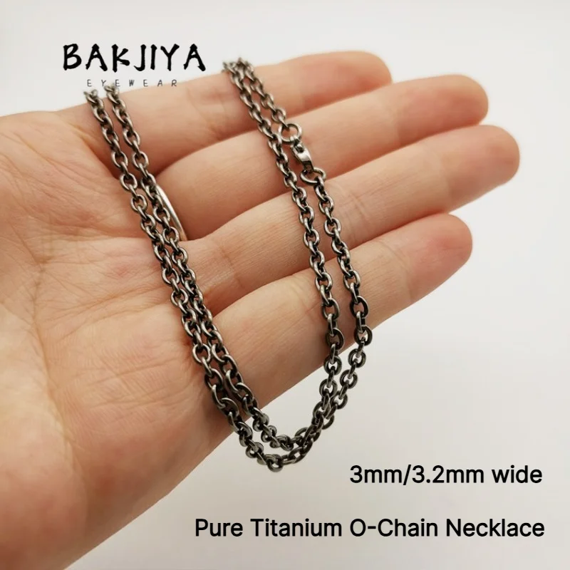 New 3mm/3.2mm Pure Titanium O-Chain Necklace - Welded O-Ring Chain, Hypoallergenic Lightweight Jewelry Fashion Burning Blue