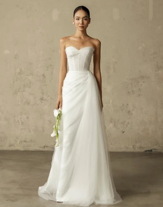 تخصيص لتدابير فستان الزفاف plakleri قبالة الكتف على شكل حرف a فتحة جانبية على شكل قلب تول الزفاف