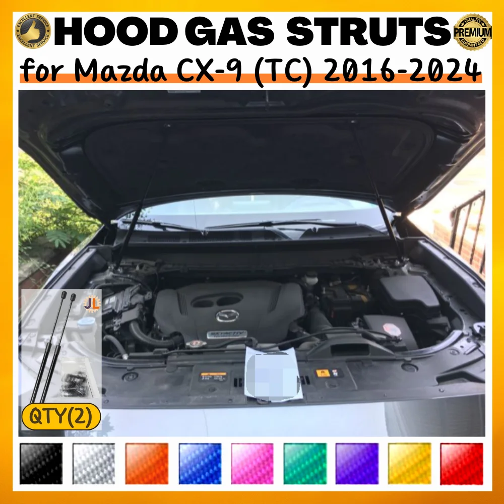 

Qty(2) Стойки капота для Mazda CX-9 (TC) 2016-2024, модификация переднего капота, газовые пружины, амортизаторы, подъемные опоры, демпферы