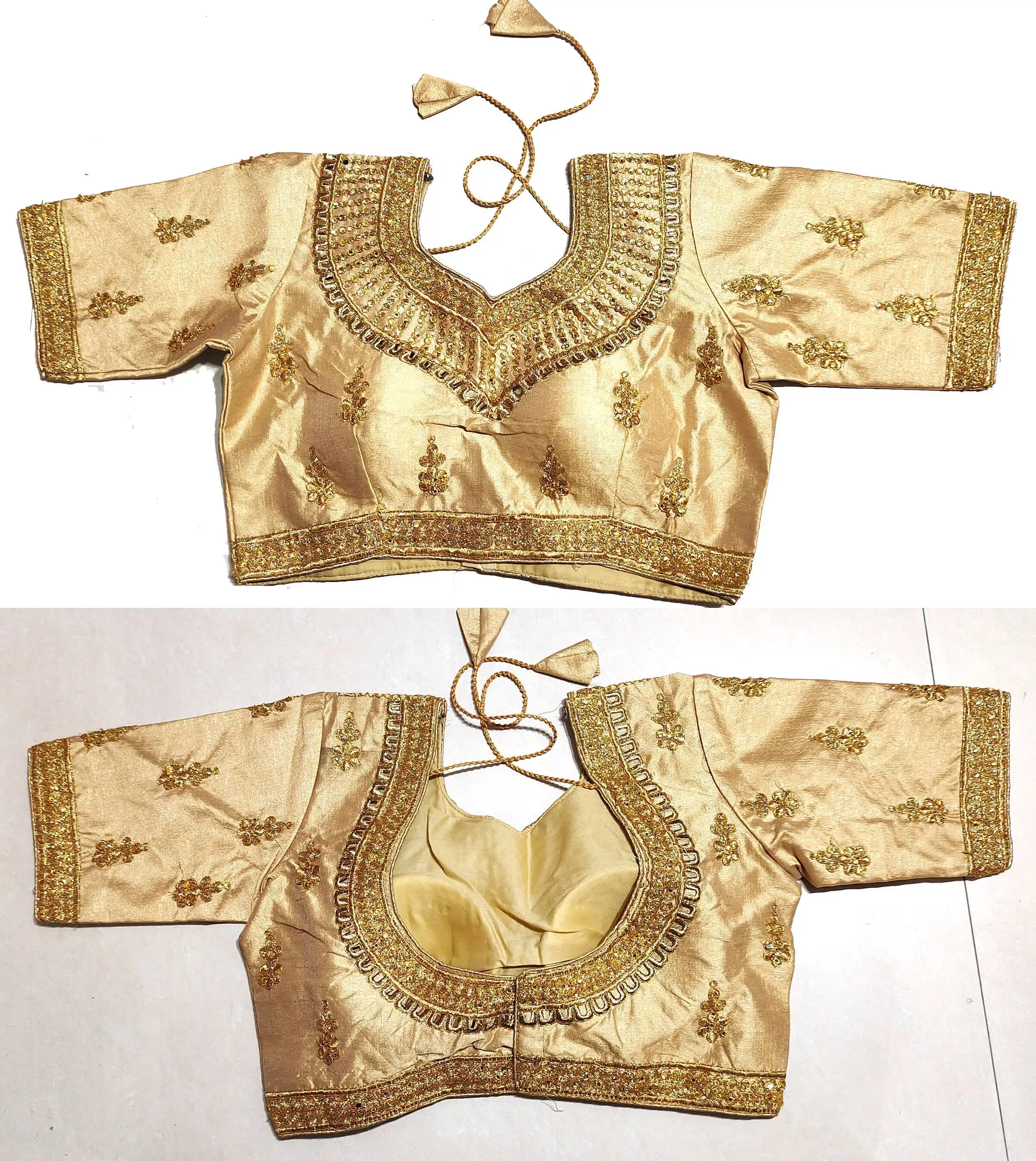 

Indian Sari Paired With Matching Short Top Belly Dance Indian Dance Studio Performance Dance Gold Black Red