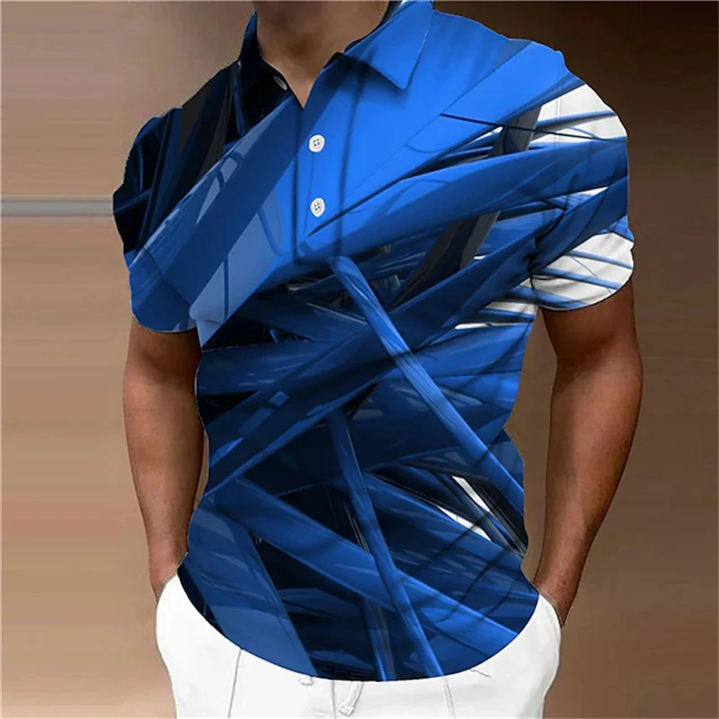 Harajuku Abstract Patterns 3D Printing Polo Shirt Kid Fashion Streetwear Polo T Shirts Casual Cool Polo Shirts For Mens Clothing