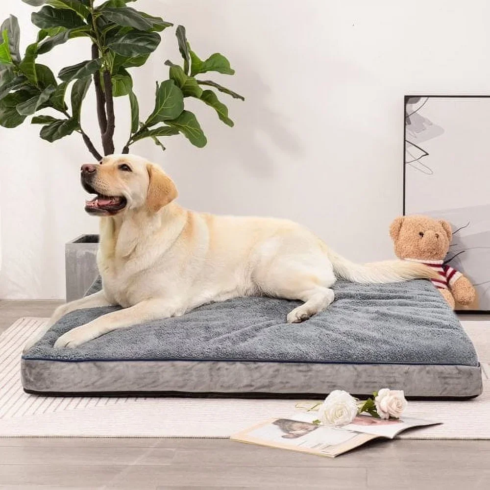سرير كلب فاخر قابل للإزالة وغطاء قابل للغسل ومضاد للانزلاق من إسفنج الذاكرة للكلاب والقطط وراحة السفر