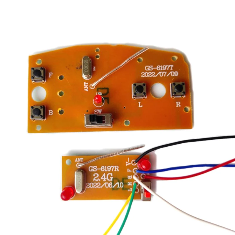 Circuito de Controle Remoto PCB Transmissor e Receptor, Placa Parte com Antena, Sistema de Rádio, RC Car Acessórios, 2.4G, 4CH, 1Set