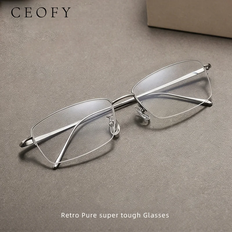 

Ceofy Men Titanium Fashion Eyeglasses Frame Ultra-Light Prescription Myopia Optical Glasses Frame New Men Eyewear