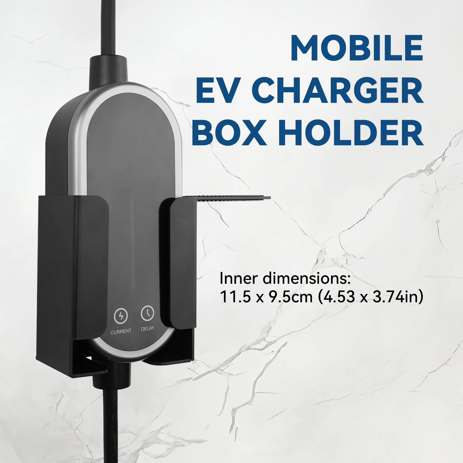 EV Charger Holder Kit(EV Charging Box Holder & Wall Mount J Hook Holder) Charging Cable Organizer for Portable/Mobile EV Charger