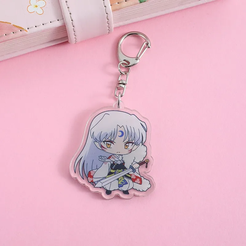 1/9Pcs Anime Figures Inuyasha Acrylic Car Keychain Cute Backpack Pendant Funny Bag Charms Accessories Decoration Holiday Gifts - view 3