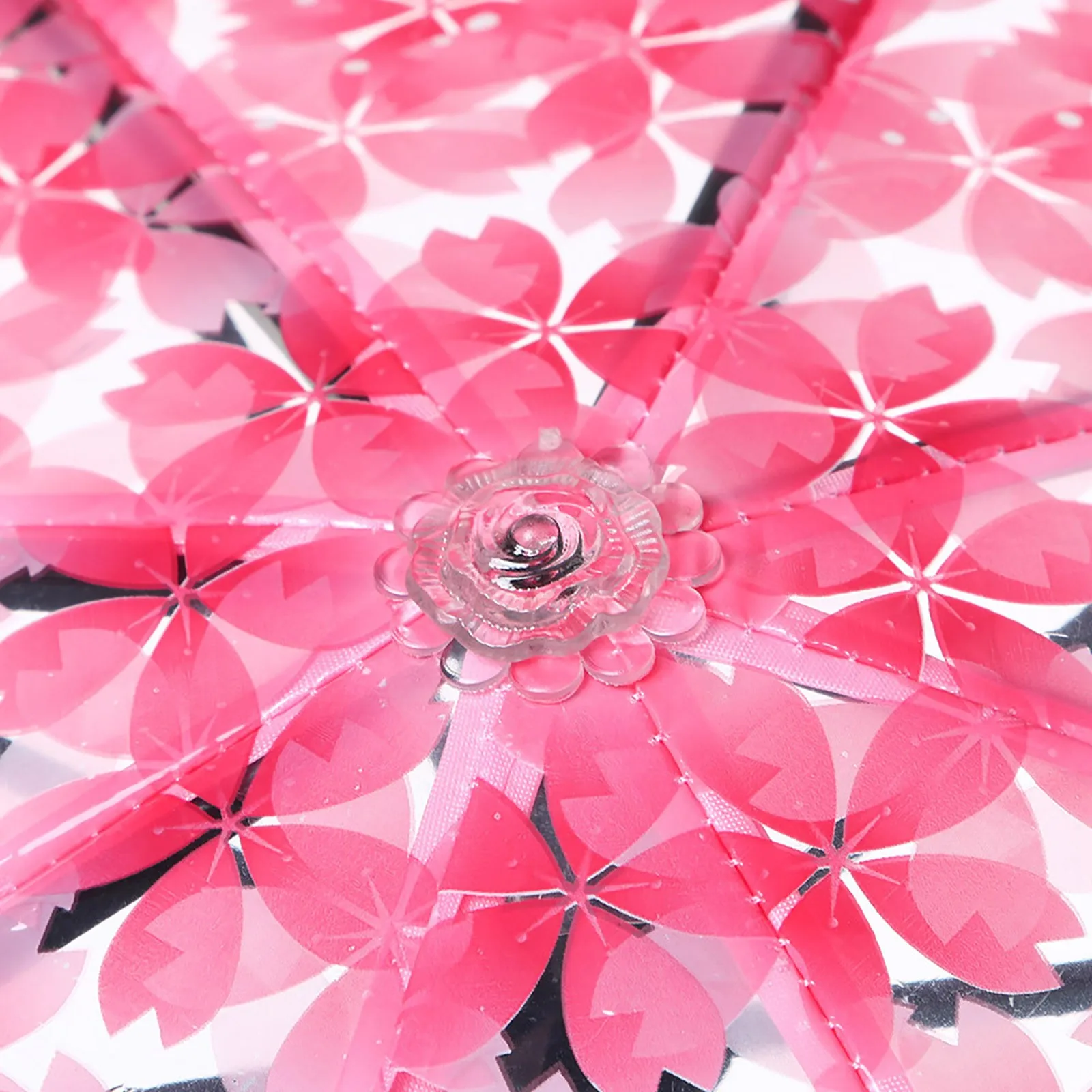 Transparent Clear Umbrella 3 Fold Umbrella Pink, Green, Blue, And Purple Flowers, Cherry Blossom Transparent And Sunny Umbrellas