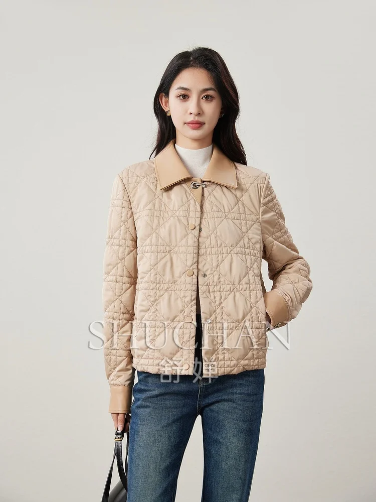 Good Quality Splicing Sheepskin Camel Filled Splicing Parkas Women Jackets for Women 2024 Winter Coat Women