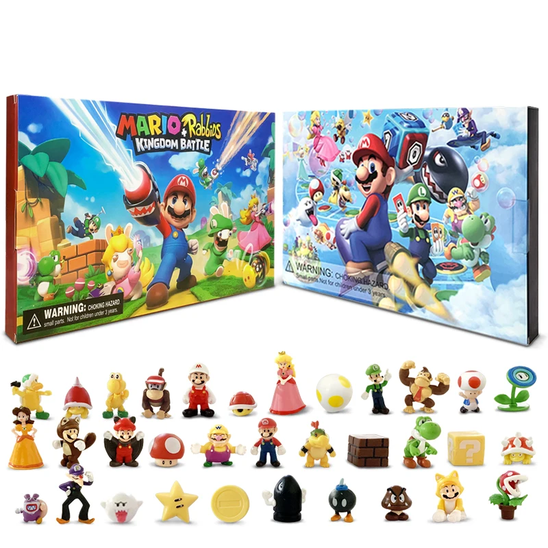 Super Mario Bros Рождественский Адвент Календарь Коробка Игрушки 24 шт./компл. Kawaii Аниме Фигурка ПВХ Модель Куклы Игрушки Подарок Для Детей