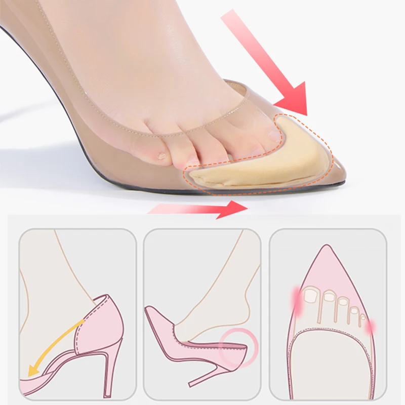 2 Pares Mulheres Salto Alto Toe Plug Esponja Anepé Inserir Ajuste Tamanho Palmilhas Pain Relief Shoe Pads Reduzir Tamanho do Sapato Filler