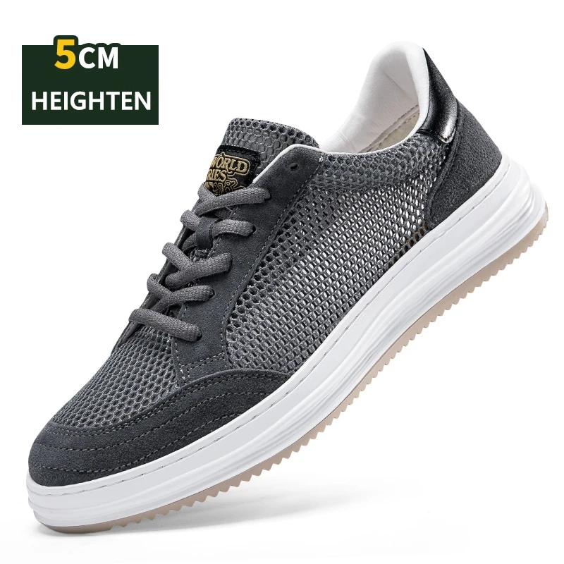 Calçado elevador casual para homens, sapatos de altura, 5cm, respirável, esportes, levantar, aumentar, aumentar, masculino, verão, tamanho 38-45