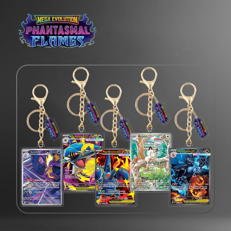 Mega Evolution 2-Ptcg английская версия брелок для карт аниме Dawn Meowth Mega Charizard игра самодельная акриловая подвеска подарок