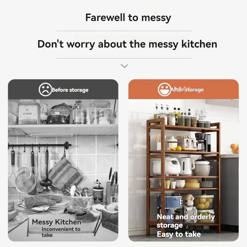 Kitchen shelf, floor standing multi-layer product collection, household pot seasoning shelf, fruit and vegetable bowl and dish s image 5