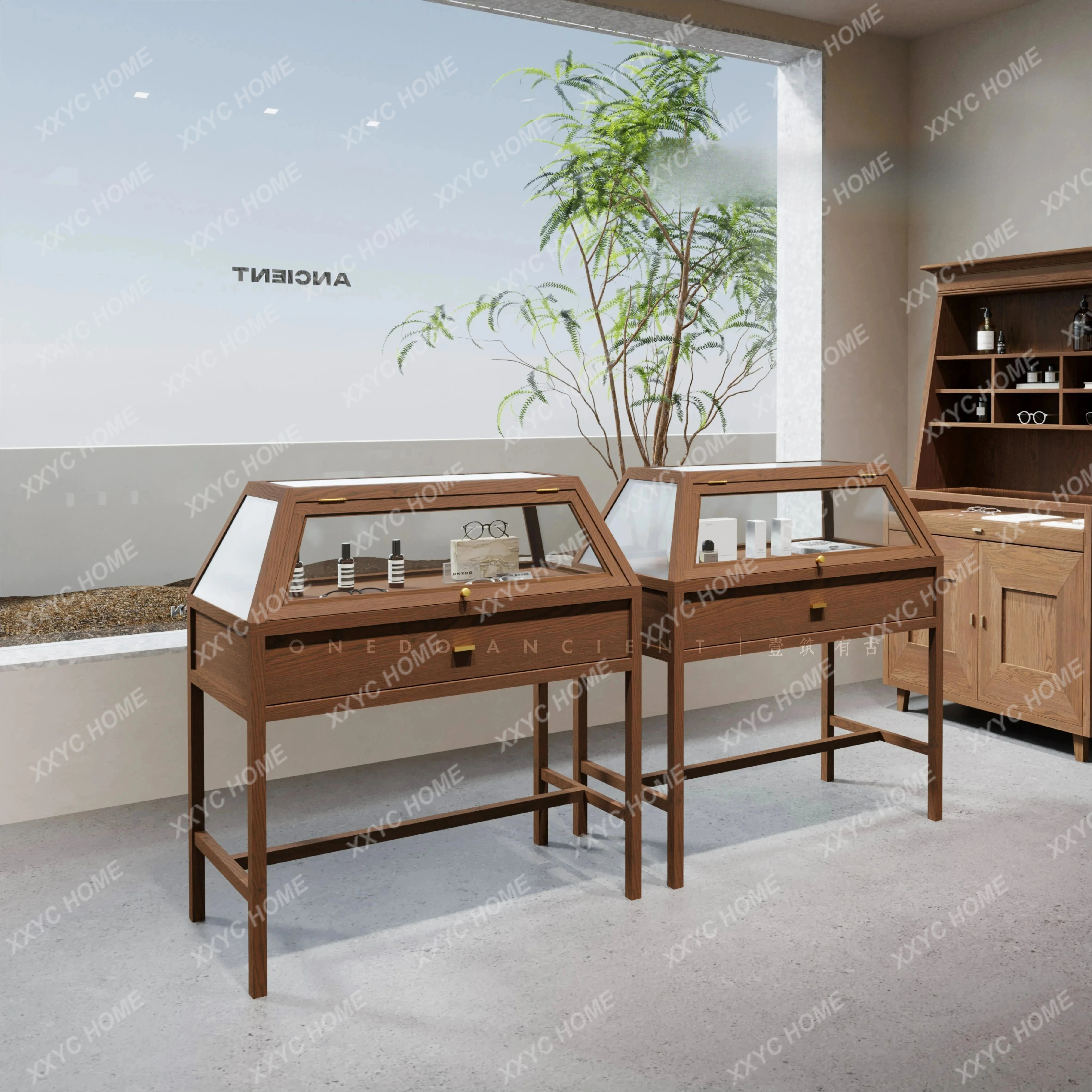 

LMedieval Jewelry Display Cabinet Jewelry Jade Display Cabinet Glass Museum Booth Shelf