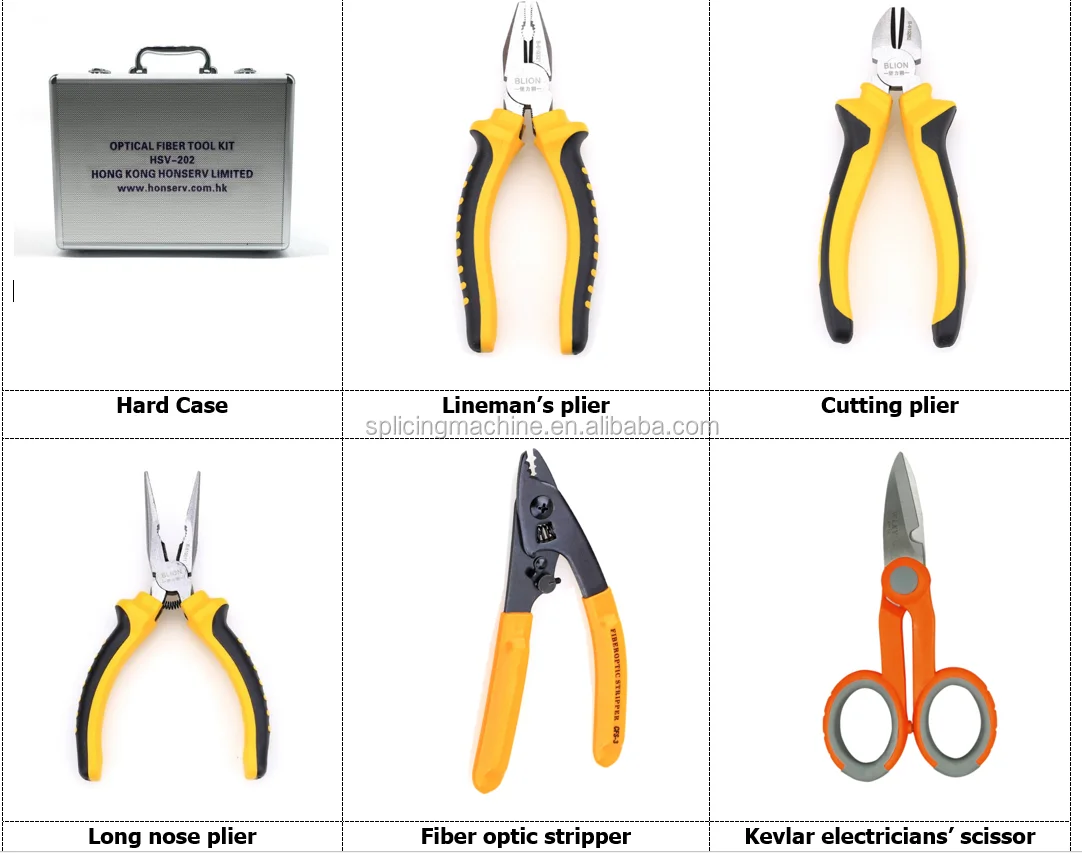 FTTH Termination Tool Kit strumenti di assemblaggio in fibra ottica Set di strumenti di giunzione HSV-202 strumenti ftth