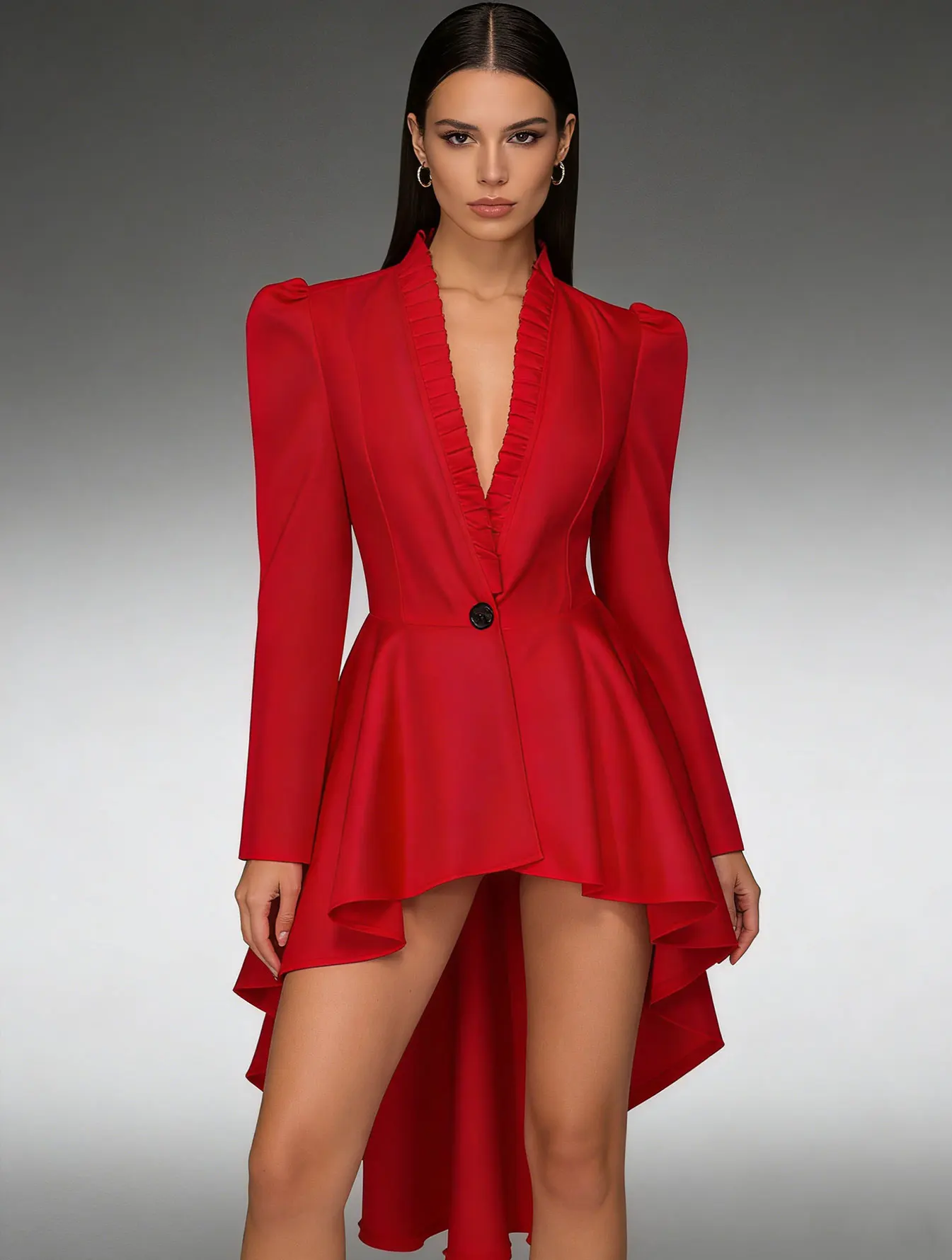 Retro Gothic Renaissance style dress: niche new red and black suit dress: social celebrity style irregular cut dress, suitable f - view 4