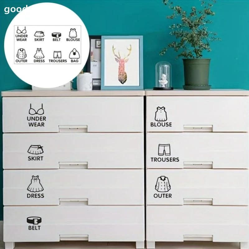 PVC Wardrobe Clothing Label Decal Sort Wall Decals Stickers Tag Clothes Classification Labels Bedroom Art Sticker