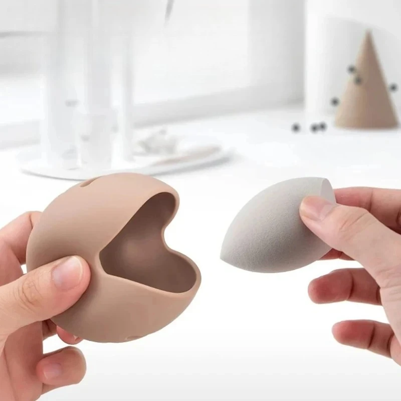 1Pcs Makeup Sponge Holder Eco-Friendly Silicone Multi-hole Storage Case Travel Protable Cosmetic Puff Holder Box