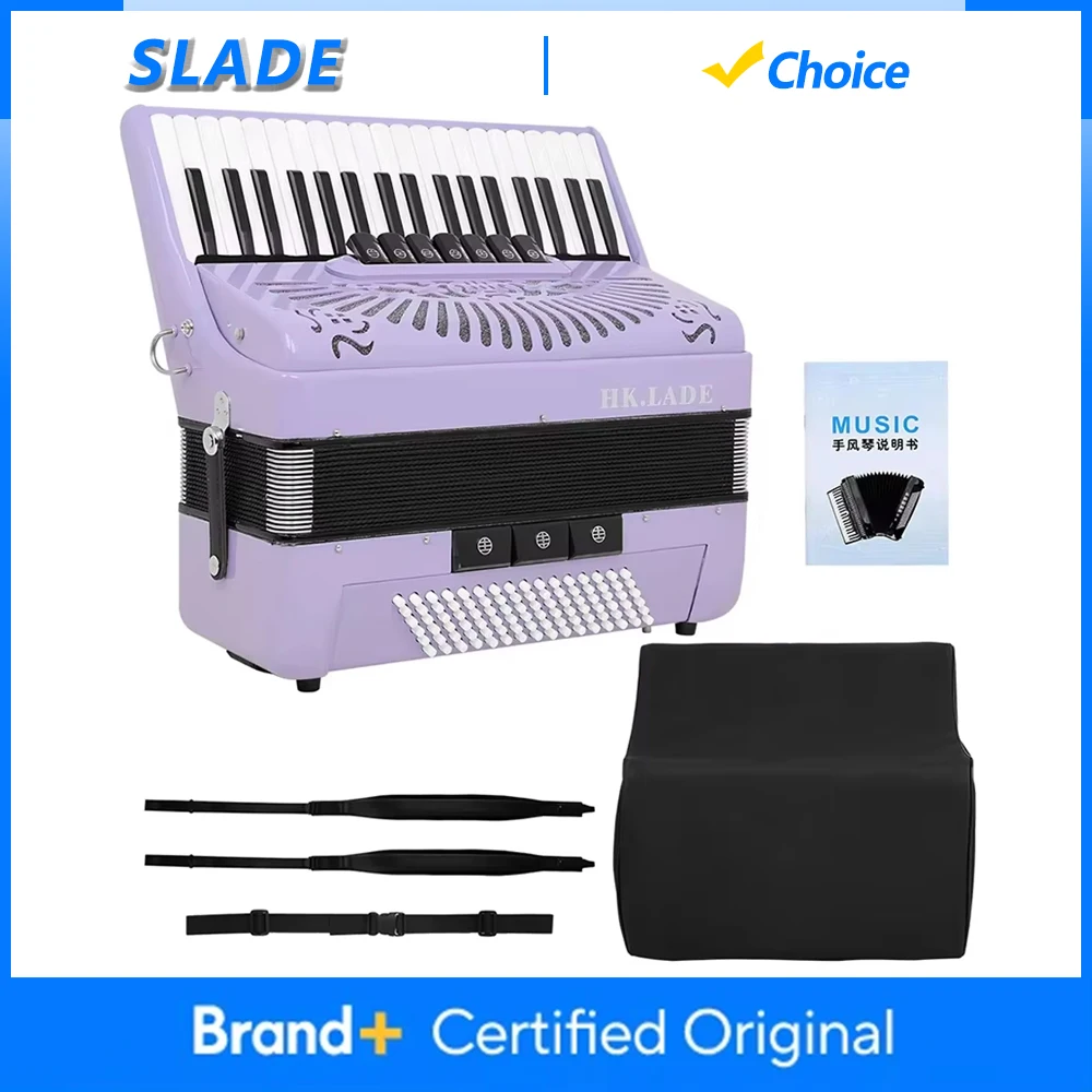 HK.LADE AH-280 Multiple-voice Accordion 37 Keys 96 Bass Accordion with Bag Strap Keyboard Instrument for Grading Performance