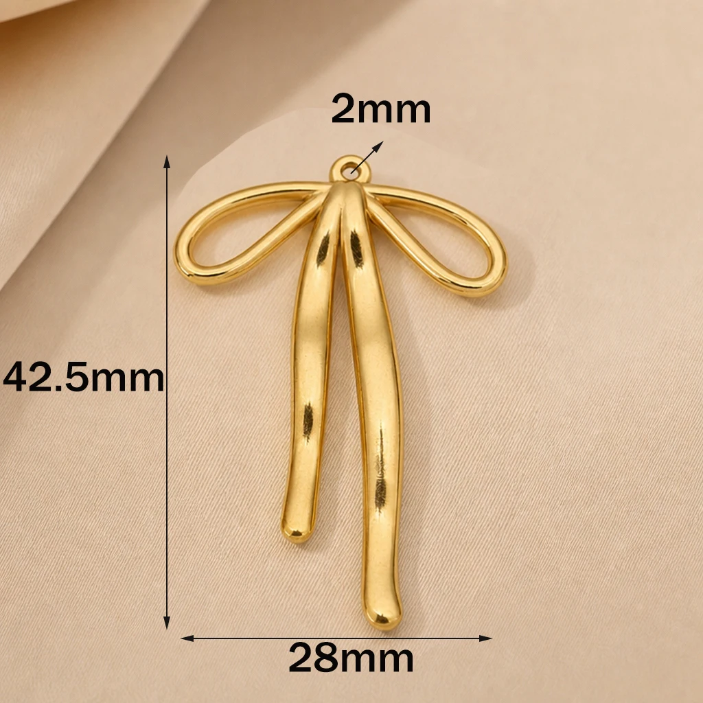 5pcs Gold Stainless Steel Bowknot Charms Bow Tie Connector Pendants for DIY Earring Bracelet Necklace Keychains Jewelry Making view 5
