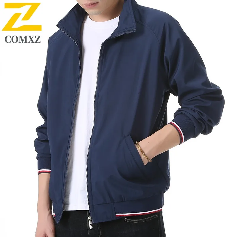 COMXZ 2025 ملابس العمل غير الرسمية سترة بلون البيسبول طوق في الهواء الطلق يندبروف الدافئة ربيع الخريف متعدد جيب معطف الموضة #4