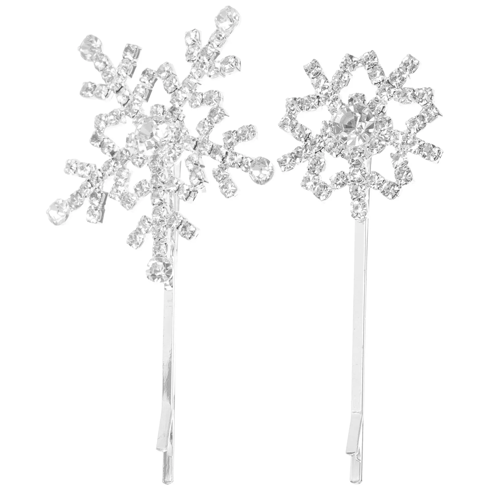 2Pcs Snowflake Shape Hair Clips Rhinestone Wedding Hairpins Bridal Hair Accessories Bobby Pins for Women Snowflake Shape Clip