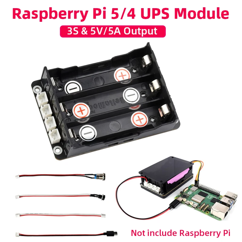 

Raspberry Pi 5 4B 5V 5A Uninterruptible Power Supply Module 3S Supports Charging Power Output At Same Time for RPI 5 4B