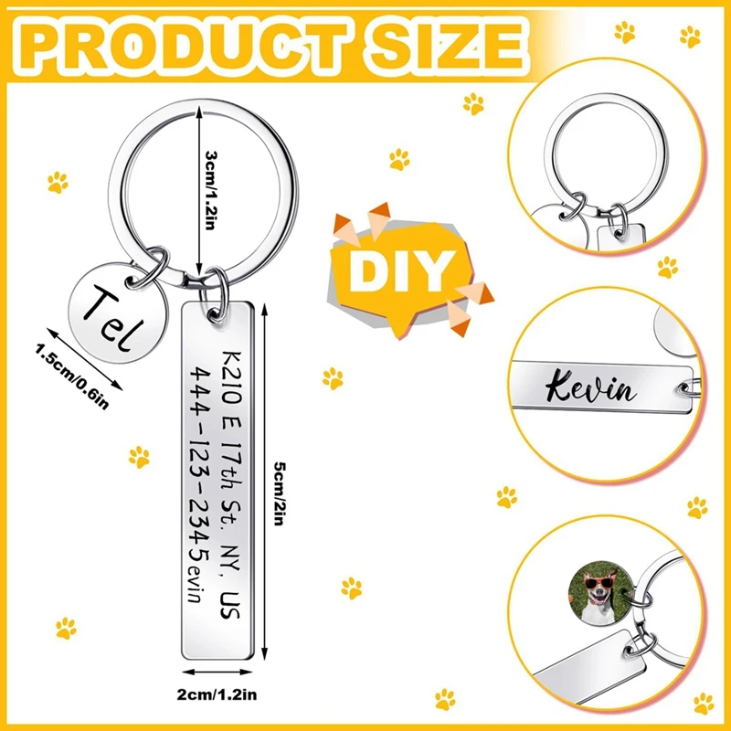 30 Pcs Engravable Metal Keychain Blanks Metal Stamping Blanks for Engraving Stainless Steel Blank Key Ring Tags-FS
