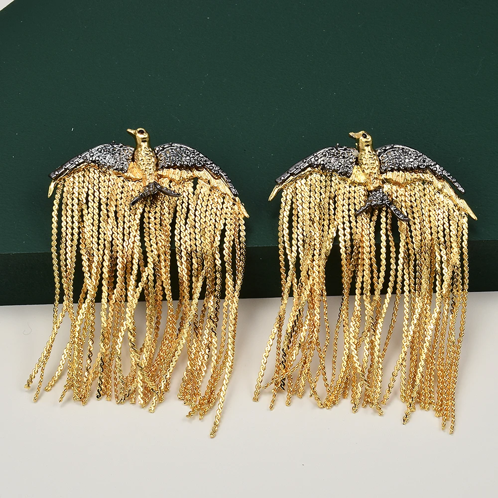 Vintage Punk Gold Color Women\'s Boho Dangle Earrings Animal Bird Tassel Earrings Jewelry Accessories