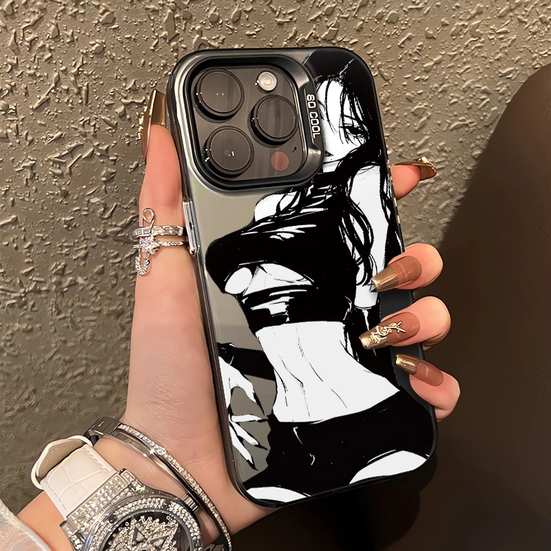 

Sexy Anime Girl Pattern Phone Case For iPhone 16 15 14 13 12 11 Pro Max X XS XR 7 8 Plus 16E 16Pro IMD Laser Hard PC Cover Funda