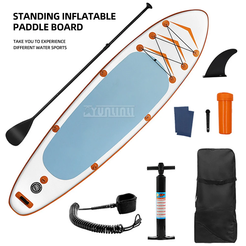 Tabla de surf inflable SUP Paddle para principiantes, tabla de esquí acuático portátil de pie con acabado antideslizante para aventuras al aire libre