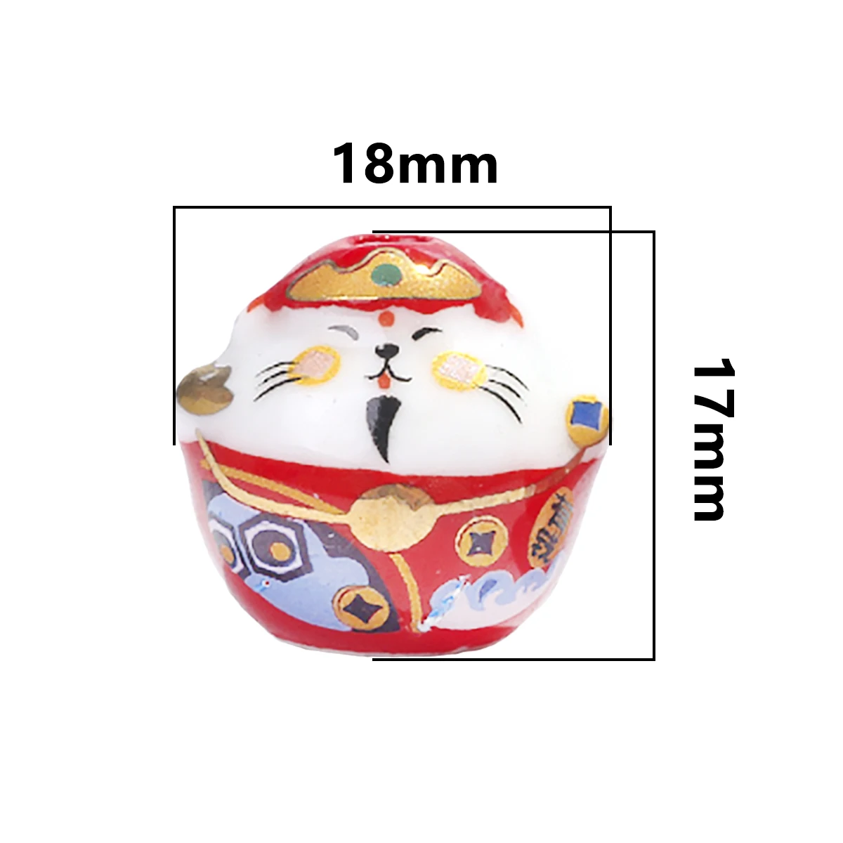 17x18mm Red Vertical Hole Cartoon Animal Lucky Cat Porcelain Bead Handmade Painted Ceramic Beads For Jewelry Making Diy Bracelet