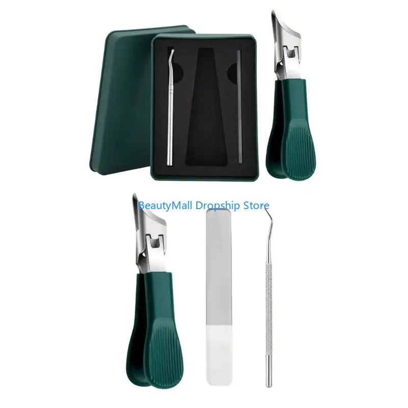 

40JD Portable Angled Clippers Set Wide Jaw Stainless Steel Antisplash Design Suitable For Thick Toenails Care Easy Grip