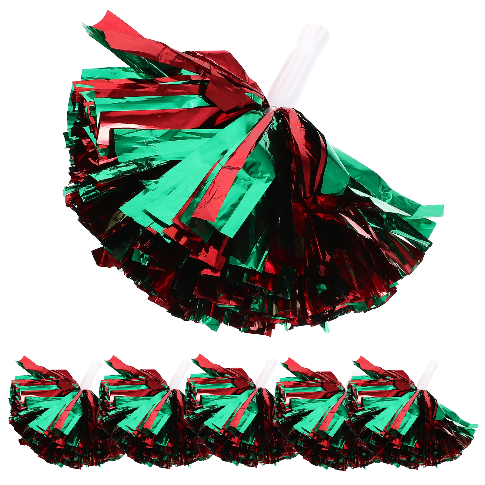 

6pcs Cheer Pom Poms Metallic Bright Reusable PE Material for Cheerleading Dance Sports Party Decoration Hand Flower Poms