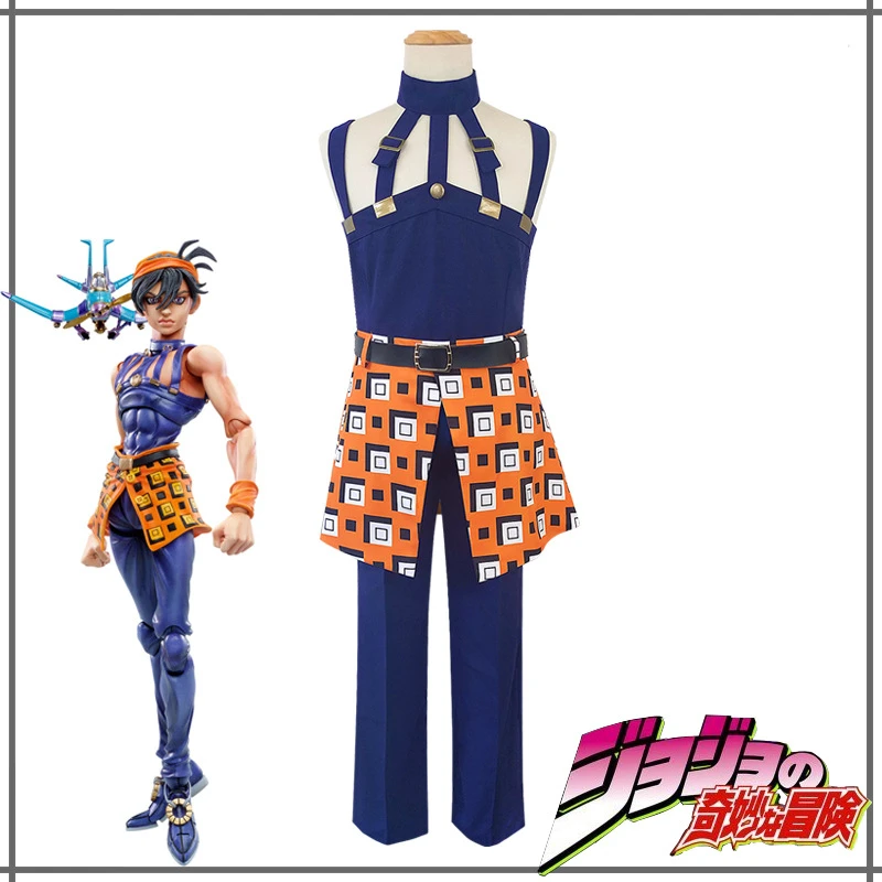 Japanese Anime Narancia Ghirga JoJo's Bizarre Adventure  Cosplay Costumes Uniform Clothing Wigs and Wig Cap Christmas Gifts