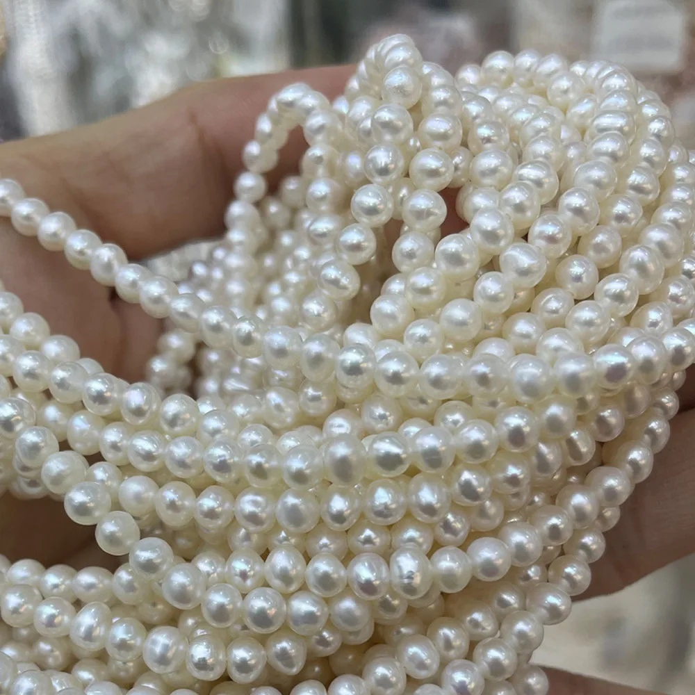 

AAAA 4-5mm High Quality Natural Freshwater Pearl Near Round Semi-finished Beads for Jewelry Making DIY Women Necklace Accessory