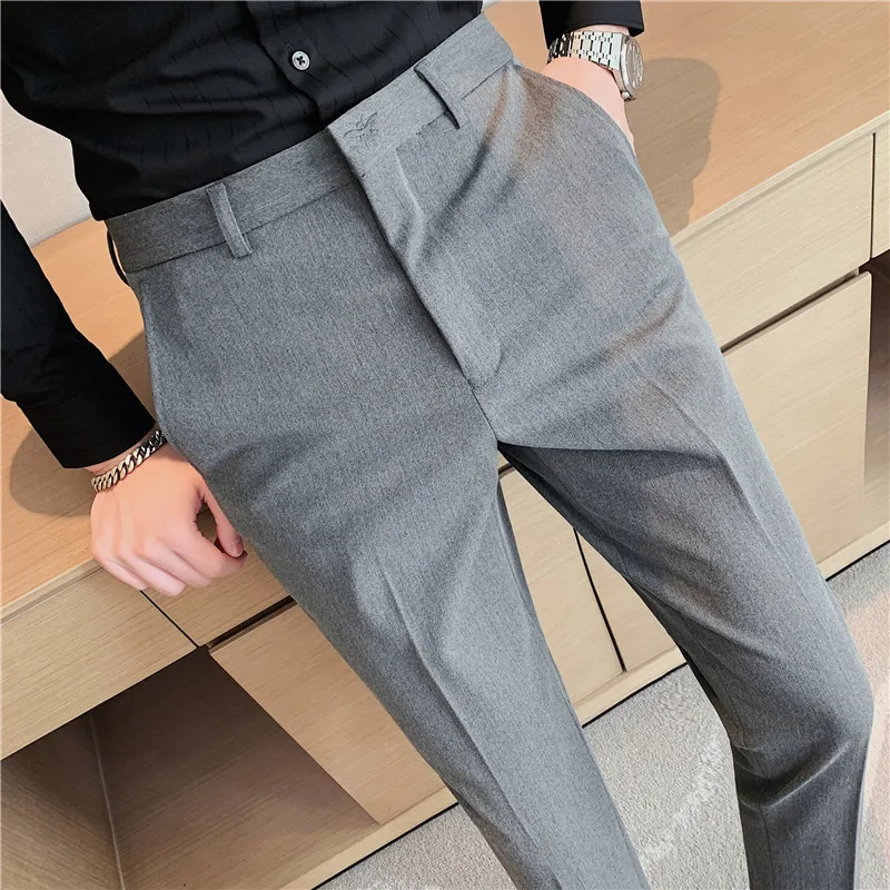 Spring New Men's Suit Pants Simple and High end Embroidered Design for Men's Suit Pants High end Business Casual Men's Pants