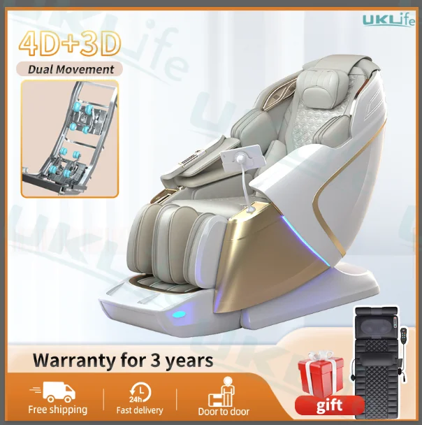 3 Year Warranty Dual-core 4D SL-Track Zero Gravity Full Body Massage Chair Home 3D Thai Stretch Electric Leg Lift Massage Sofa