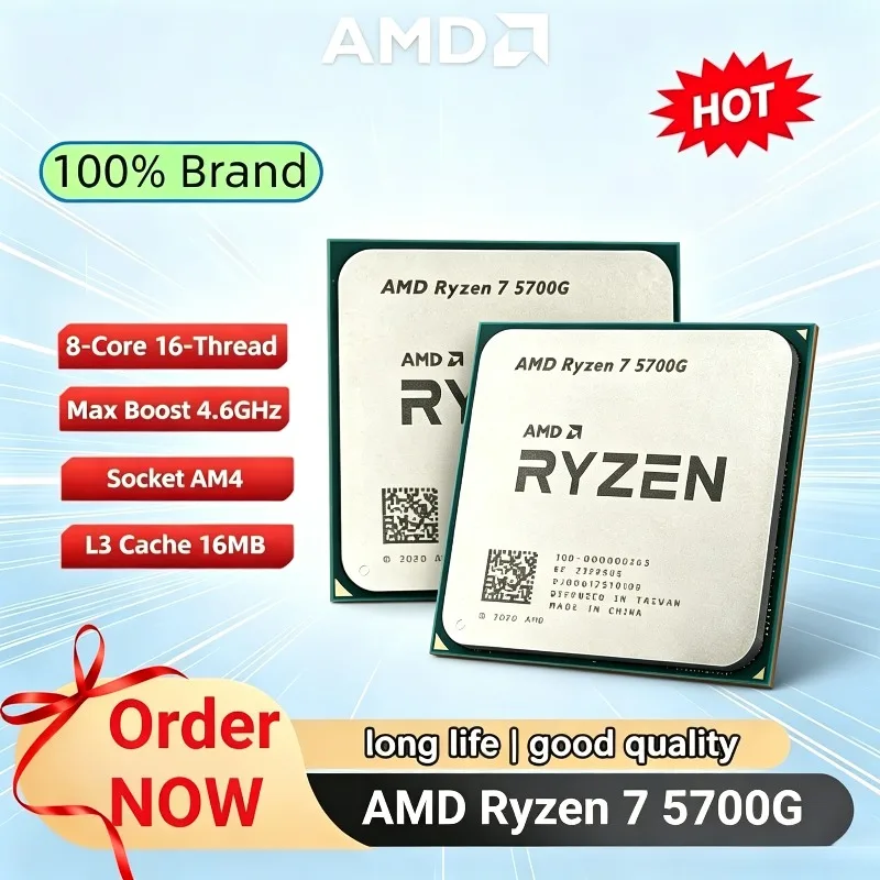 Procesador AMD R7 5700G 100% Nuevo, Socket AM4, 4.6GHz, Ryzen 7 5700G AMD de 8 Núcleos, 16 Hilos, 16MB de Caché L3