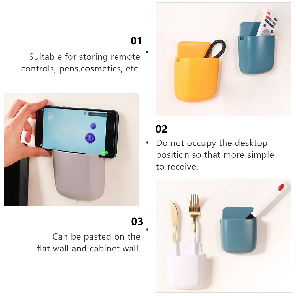 10 Buah Kotak Penyimpanan Remote Control Terpasang Di Dinding Desain Tanpa Lubang untuk Kunci Pena Kosmetik Organizer Kotak Perekat Dinding Plastik