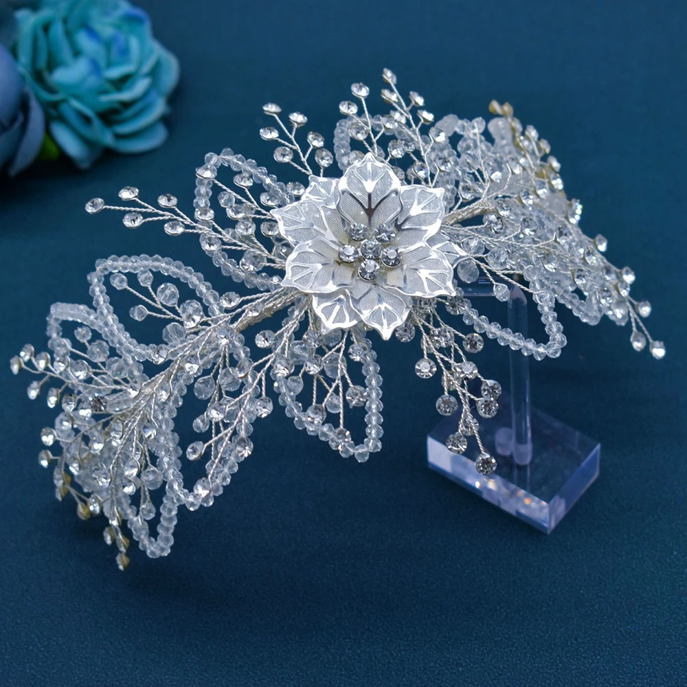 DZ103 Nuova moda sposa fascia fatta a mano foglia di cristallo donna copricapo per la festa di ballo splendido matrimonio tiara spettacolo copricapo