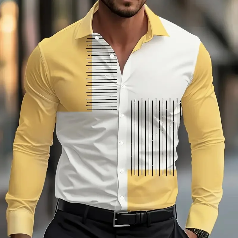 

2025 Men's fashionable casual long-sleeved shirt with 3D pattern, stylish and elegant, suitable for all seasons in plus sizes.
