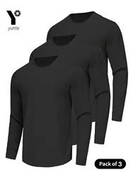 Sports Long-Sleeved Black 3-Piece Men's Round Neck Shirt Quick-Drying Top Fitness Sportswear Casual Outdoor Sportswear Body-Shap