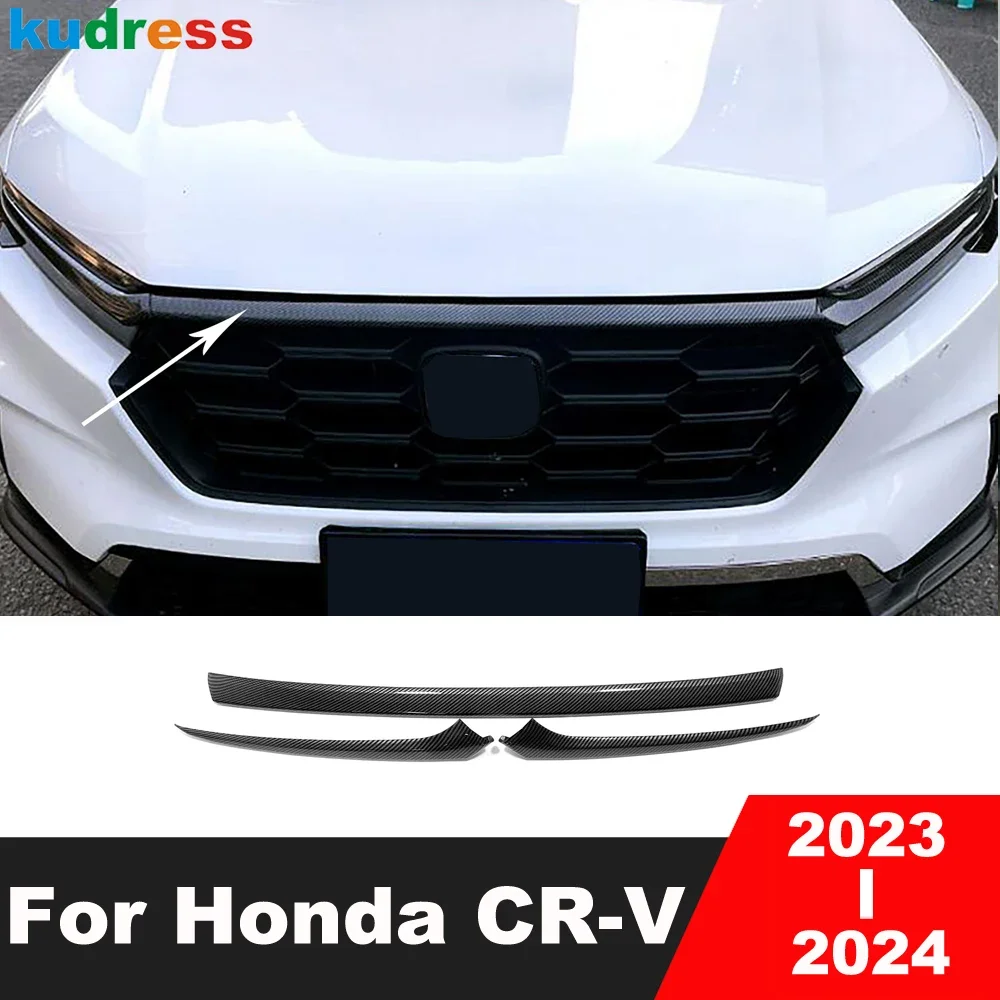 

Car Accessories For Honda CRV CR-V 2023 2024 Carbon Fiber Front Upper Grille Grill Cover Trim Front Hood Engine Molding Strip