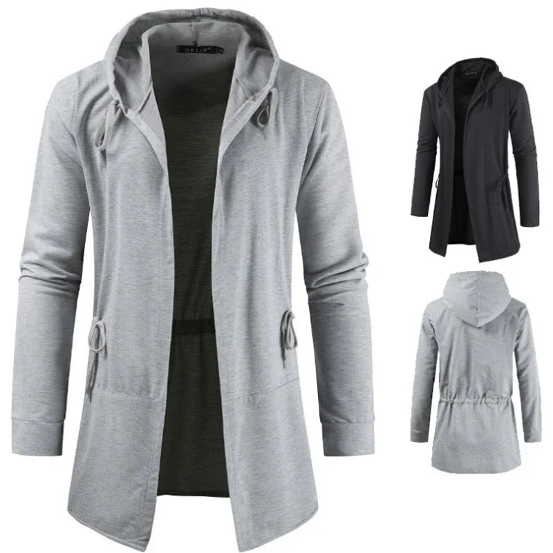 

Spring and Autumn Men's Hoodie Sweater Medium Length Korean Street Wear Japanese Fashion Top Luxury Designer Shirt New Coat