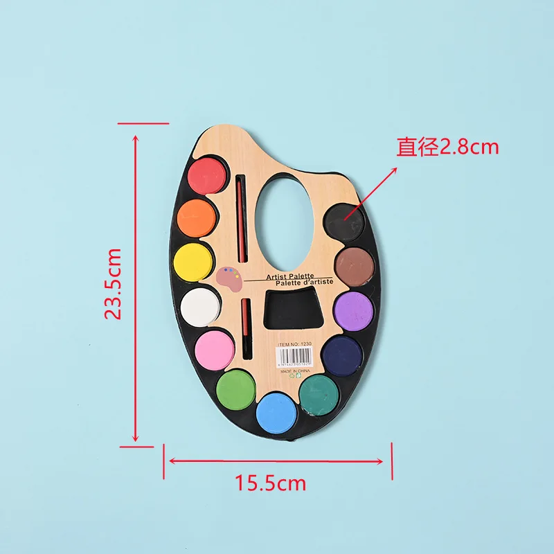 초보자용 단색 수채화 페인트 세트, 브러시 포함, 어린이 구아슈 DIY 페인팅 낙서, 방수 아티스트 학교 미술 용품, 12 색