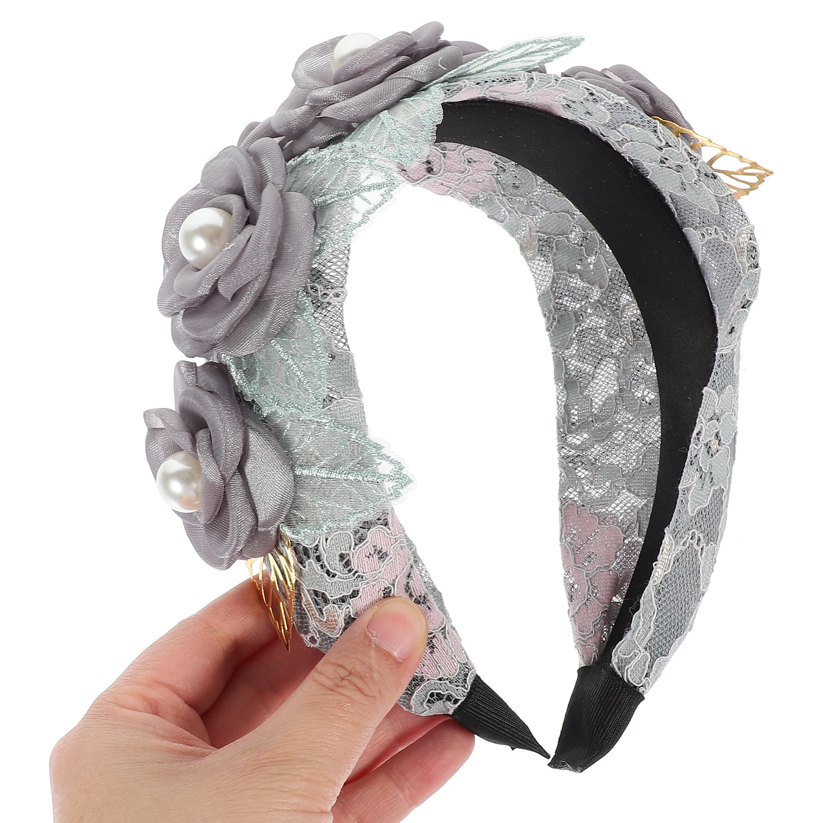 

Floral Pearl Headband Elegant Lightweight Flower Hair Band Wedding Party Prom Valentine's Fabric Headband Adults