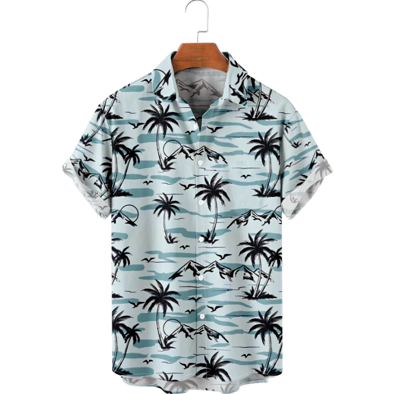 

Hawaiian Shirt Men Summer 3d Coconut Tree Streak Shirts For Men Holiday Short Sleeve Beach Tops Tee Shirt Men Oversized Blouse